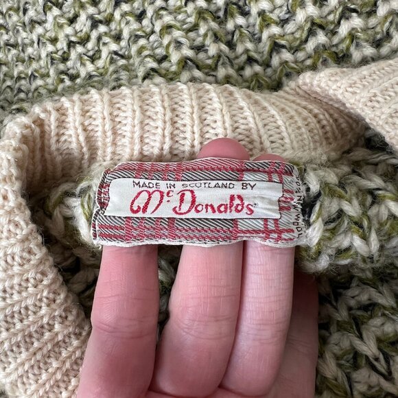 Vintage 100% Wool Fisherman Sweater Cable Knit Chunky Slouchy Scottish Preppy - Picture 5 of 7